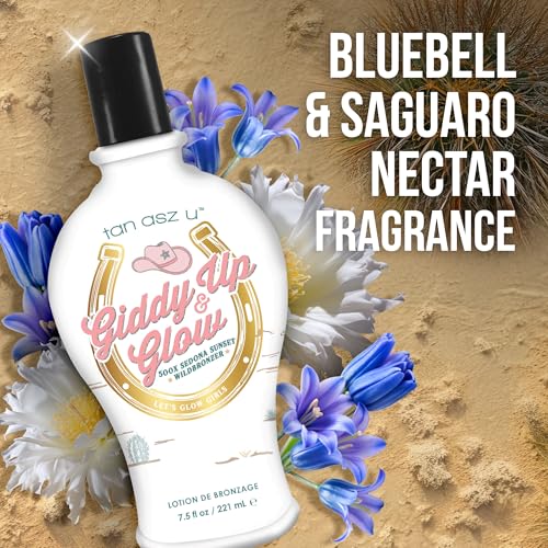 Tan Asz U Giddy Up & Glow Tanning Lotion, 500X Sedona Sunset Wild Bronzer with Wild Rose & Prickly Pear Glow Serum, 7.5 Fl Oz