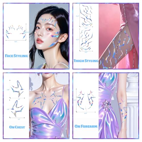 8 Sheets Temporary Tattoo Sticker Set, Hunter Pop Singer Full Body Waterproof Fantasy Body Art Transfer-Colorful