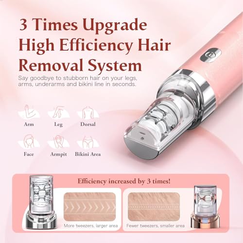 Epilator,2 in 1Facial Hair Removal for Women,Electric Lady Shaver for Face with LED Light Rechargeable,Hair Removal Device Legs/Face/Bikini/Arms,Smooth Epilator Trimmer Travel Kit Set Upgrade