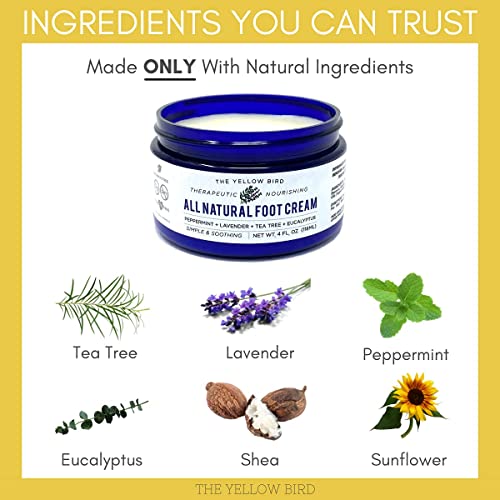 The Yellow Bird Foot Cream (8 oz) and Everything Soothing Balm (4 oz) Natural Skin Moisturizer for Hands, Feet, and Body.