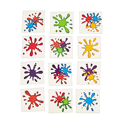 Fun Express ARTIST PAINT SPLASH TATTOOS - Apparel Accessories - VBS Vacation Bible School Supplies/Decor - 72 Pieces