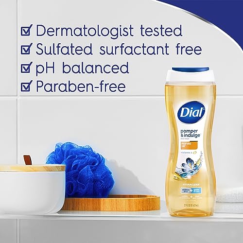 Dial Body Wash,Pamper & Indulge Marula Oil,32 Fl Oz,Hydraclean Complex & Vitamin E,Gentle,Leaves Skin Feeling Nourished,Dermatologist-Tested,No Parabens-& Sulfates,(Pack of 2)