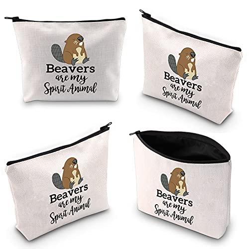WCGXKO Beaver Lover Gift Beavers Are My Spirit Animal Zipper Pouch Makeup Bag (Spirit Animal Beavers)
