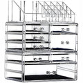 Cq acrylic 3 Pack Clear Makeup Organizer Countertop,Stackable 8 Drawers Skincare Organizer,Cute Skin Care Organizer for Vanity Hair Clip,Jewelry,Beauty Product Desk and Make Up Organizers for Vanity