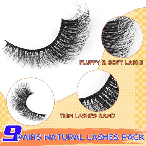Natural Lashes Cat Eye False Eyelashes Wispy Mink Lashes that Look Like Extensions Fox Eye Lashes 9 Pairs by Zegaine