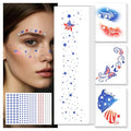 EMOME 4th of July Decorations, Independence Day Glitter Faux Freckles Face Tattoos with Red White Blue Face Gems, Patriotic Stickers Makeup Accessories for Fourth of July, Memorial Day, Labor Day