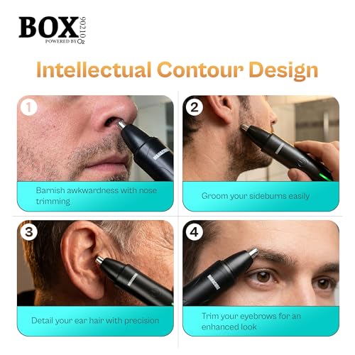 Manacure Nose & Ear Hair Trimmer ? Professional Electric Precision Grooming Tool for Effortless, Nose and Ear Hair Removal, High-Performance Design, by BOX90210