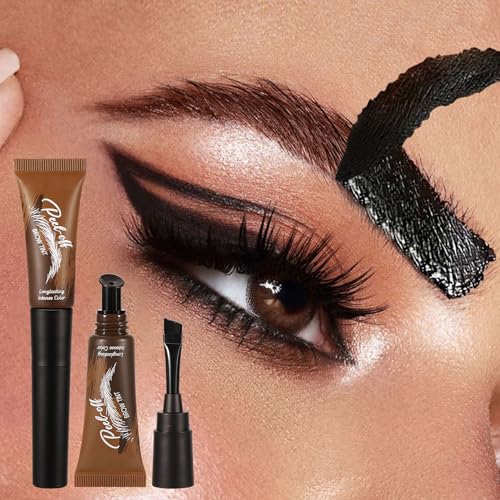 Espresso Peel Off Brow Tinting Gel with Tweeze - Tattoo Eyebrow Gel Easy Peel Off Effect Waterproof & Sweatproof, Transfer-Resistant Multi-Day Wear Eyebrow Tint, All Skin Types 02#