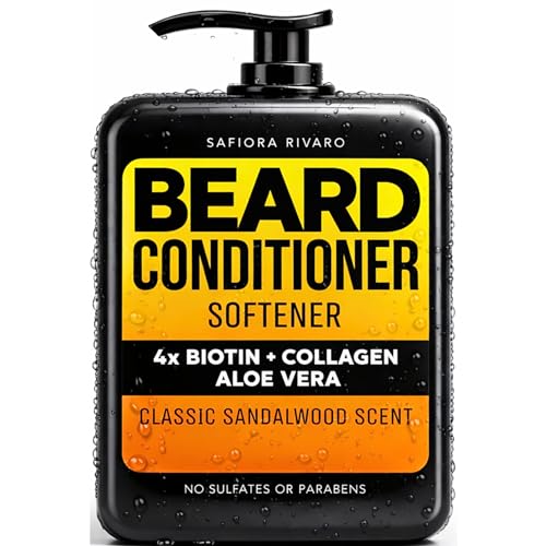 Biotin Beard Conditioner & Softener for Men ? with Aloe Vera & Collagen, Moisturizing Cream for Coarse Dry Hair, Beard and Skin ? Sandalwood Scent Care Leave In Conditioner Alternative for Black Men