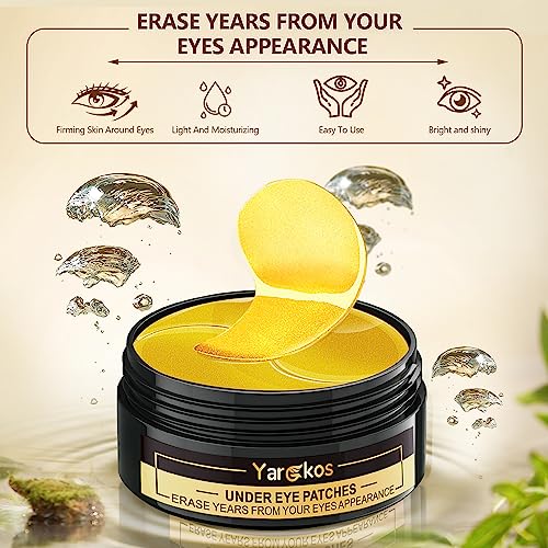 2 Packs 60 Pcs Under Eye Patches, 24K Gold+Green, 30 Pairs Undereye Mask for Puffy Eyes Dark Circles Treatment, Collagen Gel Pads Hydrating for Eye Bags Puffiness Wrinkle, Women Men Beauty Skin Care