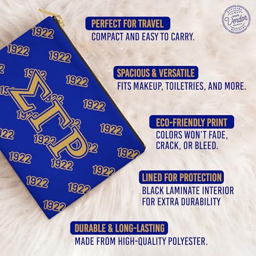Sigma Gamma Rho Sorority Paraphernalia - Greek Letters - Flat Makeup Pouch & Accessory Bag - Greek Letters