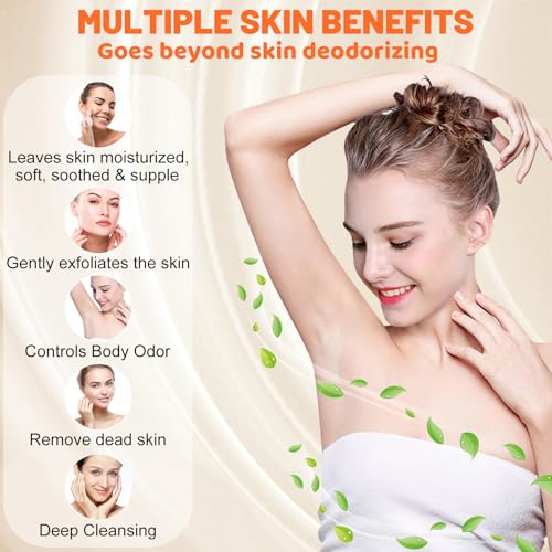 3 PCS Persimmon Soap Bar for Body Odor Control, Natural Deodorizing Soap for Eliminating Strong Smell, Handmade Bar Soap Deodorant Smooth Skin Deeply Cleansing