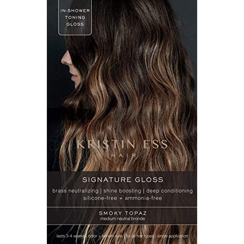 Kristin Ess Hair Gloss in Smokey Topaz Medium Neutral Blonde - 4 Wk Semi Permanent Hair Dye Glaze - Color Depositing Conditioner & Toner for Vibrant Shine & Gloss - Vegan, Silicone & Ammonia Free