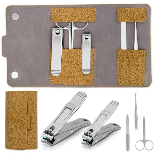 Alchemi Plus Nail Clippers with Catcher, 3D Curved Bladed Fingernail & Toenail Clippers Manicure Kit, Pedicure Kit for Women, Complete Personal Nail Care Kit for Travel Essentials