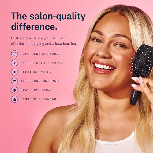 Gimme Hair Brush - Mini Travel Detangler Brush for Fine Hair with Anti-Static, Heat-Resistant & Flexible Nylon Bristles - Hair Tools for Women, Teens & Girls, Black