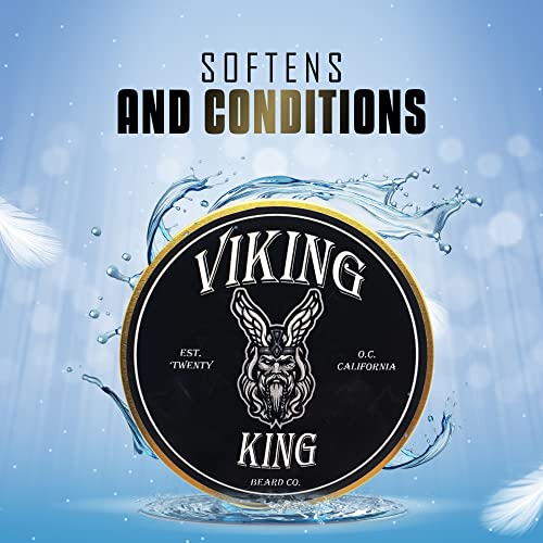 VIKING KING BEARD CO. Beard Balm - Gold (Spiced Vanilla Tobacco)- All Natural Beard Softener and Conditioner - Men's Grooming Product - 4 Ounce Tin