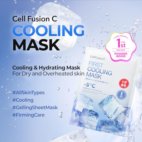 Cell Fusion C Post Alpha First Cooling Mask 5ea with Glacial Water & Panthenol, Hydrating and Plumping Korean Sheet Mask for Sensitive, Dry Skin