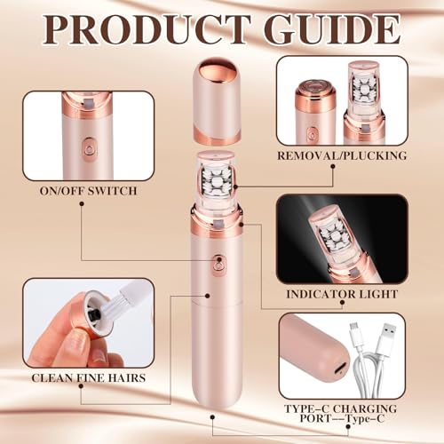 PluxyEpil Pro 3.0 Women Face Epilator, Facial Hair Remover for Women Eyebrows Lip Chin, Waterproof for Arms & Underarms, Body