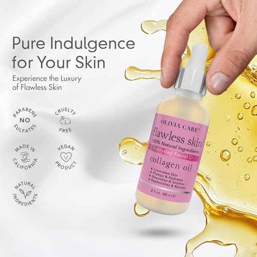 Olivia Care Collagen Facial Oil - Flawless Essential Facial Oil 100% Natural. Nourishing, Reviving & Hydrating Soothing - For All Skin Types - 2 fl oz (Collagen)