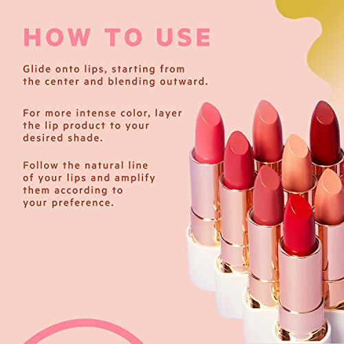 FLOWER BEAUTY Petal Pout Lipstick - Cruelty Free - Nourishing & Highly Pigmented Lip Color with Antioxidants, Dahlia Desire - Cream, 0.11 Oz