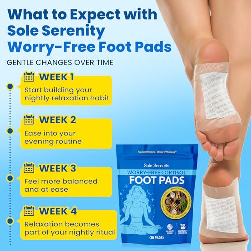 Sole Serenity Worry-Free Overnight Foot Pads for Relaxation with Zeolite, Magnesium, & Holy Basil - 20 Pack