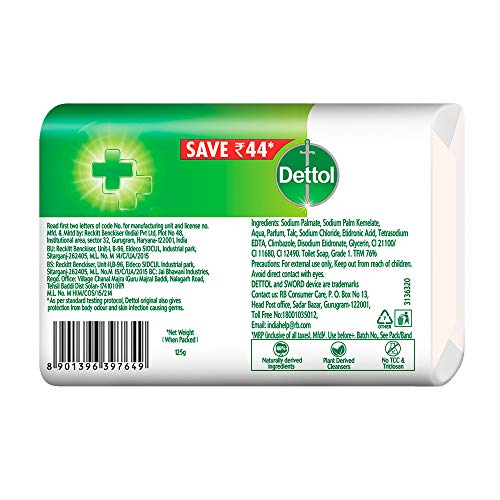 Dettol Bathing Soap Original, 125gm, Pack of 4