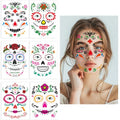 Ceiba Tree Day of Dead Glitter Tattoos 6 Sheets Halloween Temporary Sugar Skull Face Tattoos Floral Skeleton Full Face Mask Stickers for Women Adult Halloween Party Favor Supplies Decorations