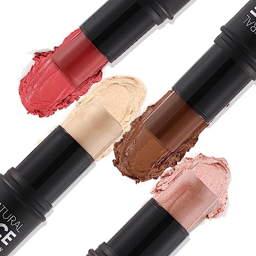 Cream Contour Sticks 3 Pcs Highlighter Bronzer Blush Face Makeup Contouring Bronzing Pen Creme Cheek Blush & Brightens Illuminator Highlight Foundation Waterproof Cosmetics Set Medium