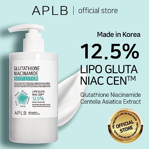 APLB Glutathione Niacinamide Body Lotion | LIPO GLUTA NIAC CEN¢â 12.5% 10.14 FL.OZ/Korean Skincare, Long lasting hydration, Revitalize for gentle and improve skin texture