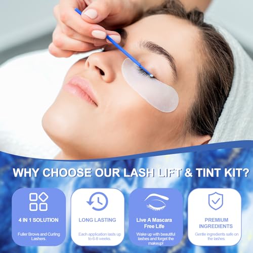 Lash Lift Kit, Eyelash Perm Kit for Natural Curling, Professional Eyelash Lift Kit for Long-Lasting Curl, Black Eyebrows & Eyelashes Color Kit, DIY Lash Lamination Set for Salon & Home Use