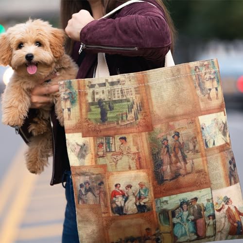 WCGXKO Vintage Romance Bookish Gift Tote Bag Book Bag for Classic Novel Lover