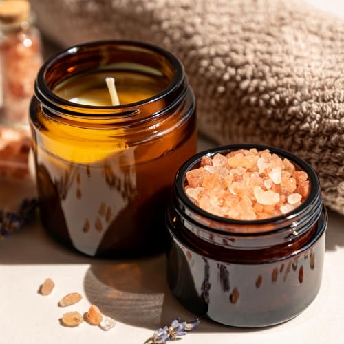 4 oz Small Glass Jars with Lids, Bumobum 36 Pack Amber Glass Lotion Jars with Inner Liners, 120ml Round Refillable Empty Containers with Blank Labels for Cream, Body Scrub, Cosmetic