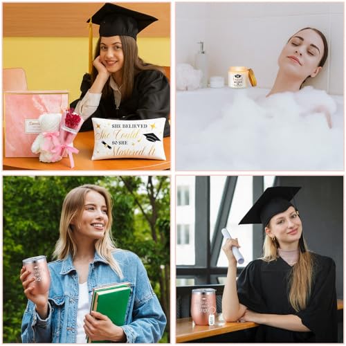 8 Pcs Graduation Gift Set for Women, Including Tumbler, Makeup Bag, Soy Candle, Keychain, Bear Towel, Greeting Card and Gift Box, Graduation Presents for Her (Class of 2026)