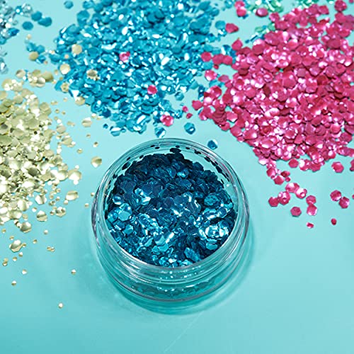Biodegradable Eco Chunky Glitter by Moon Glitter - 100% Cosmetic Bio Glitter for Face, Body, Nails, Hair and Lips - 3g Set of 6 - plus Glitter Fix Gel