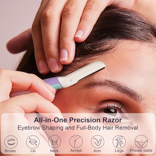 Dermaplane Razor for Women Face, Eyebrow Razor, Face Razors for Women, Dermaplaning Tool, Travel Essentials, (9 pcs, Wisteria)