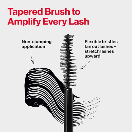 Revlon ColorStay Xtensionnaire Lengthening Lash Serum and Mascara In One, Tapered Brush for 2X Longer Looking Eyelashes, Infused with Pro Vitamin B5, Smudge-Proof, 211 Black Waterproof (Pack of 2)