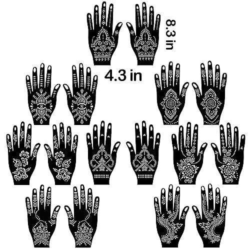 185+pcs Henna Tattoo Stencils, 23 Sheets Temporary Tattoo Stencils for Women Face Body Paint DIY Art Glitter Airbrush Tattoo Stencil Pack