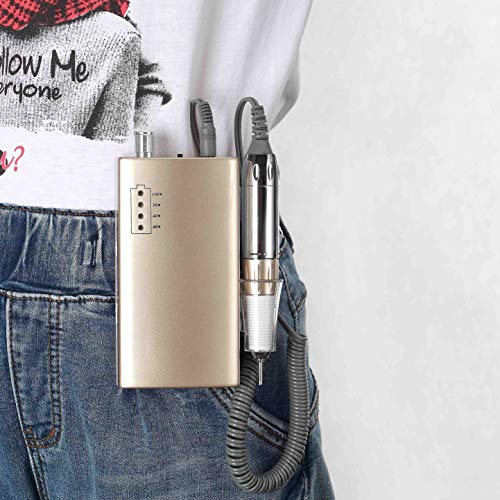 Miss Sweet Portable Nail Drill Machine Rechargeable Electric Nail File for Acrylic (Sweet Gold)