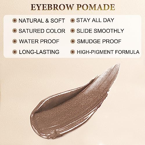 LAVONE Eyebrow Makeup Kit, with 4 Tip Waterproof Microblading Eyebrow Pencil, Eyeliner, Eyebrow Pomade and Dual-ended Eyebrow Brush - Ash Brown 02