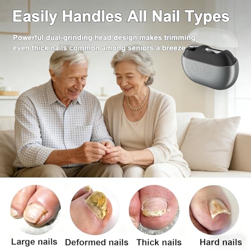 Electric Nail Clippers for Seniors 2026 New? 3-in-1 Smart Electric Toenail Clipper with Polishing & LED Light, 2 Adjustable Speeds for Adults & Baby