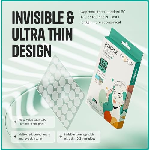 Pimple Patches for Face ? Day & Night Acne Patches for Fast Healing, Skin Clarity ? Invisible Hydrocolloid Patches, Waterproof Spot Treatment ? All Skin Types Zit Patches of 60/120/180