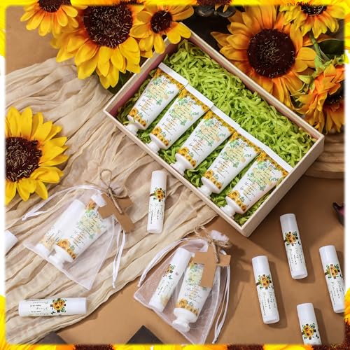 144 Pcs Christian Lip Balm Hand Cream Set Mothers Day Biblical Party Favors Include 36 Bible Lip Balms and Sunflower Moisturizing Hand Creams 36 Bags Cards and Ropes for Women Church Care