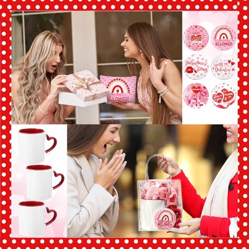 48 Pcs Galentine's Day Gifts Set Include Hairpin, Hair Scrunchies, Mug, Makeup Bags, Cards, Makeup Puff, Clear Gift Bag, Mirrors for Women Galentines Day Party Favors Bestie Valentine Friend