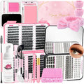 DIY Lash Extension Kit 802Pcs with Bottom Lashes Lash Bond and Seal,Quick Glue Remover Lash Shampoo Cleansing Brush Headband Wristband Tweezers Eyelash Brush Mini Applicato