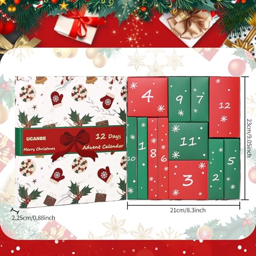 UCANBE Makeup Advent 2025, 12 Days Christmas Countdown Calendar Surprise Gift Kit, Festival Holiday Xmas Cosmetic Starter Makeup Set with 12 Beauty Boxes for Teens Girls Women