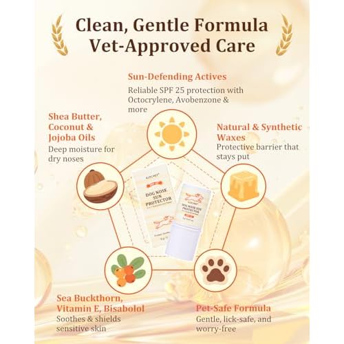 Dog Nose Sun Protector Balm - SPF25+ Snout Sunscreen for Pups, Shea Butter & Coconut Oil Moisturizer Formula, Protects & Against Dry, Cracked Sensitive Noses