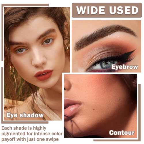 9 Colors Matte Naked Eyeshadow Palette Natural Nude Smoky Brown Taupe Eyeshadow Palette Ultra-Blendable Highly Pigmented Eye Shadow Makeup Palette with Brush-03 Cement Color