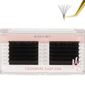 KIARA SKY LASH Premium Cashmere Easy Fan Lash Extensions | Soft Semi-matte natural finish | Fans like Butter | For Professional Eyelash Extensions Use Only | Black, (C-0.07-13MM)