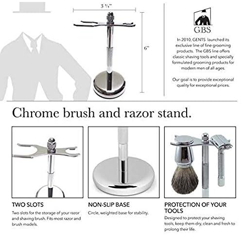 G.B.S Men's Wet Shaving Holiday Kit, Classy Butterfly Non-slip Knurled DE Safety Razor with Case, Omega Cream, Blades, Shaving Brush and Razor Stand