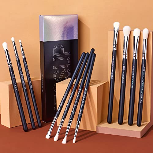Jessup Eyeshadow Brush Set 11pcs Eye Makeup Brushes Set Professional Eye Shadow Brush Blending Brush Shader Crease Brush Black T340